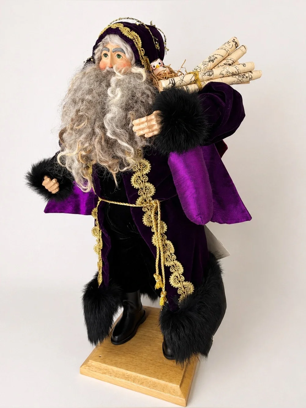 Signed Lynn Haney Dream Maker Santa 22” Purple Gold